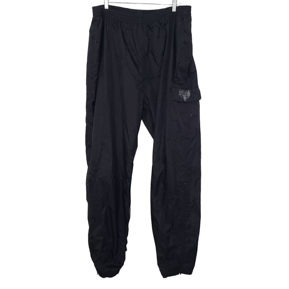 First Gear Motorcycle Rain Pants Nylon Pull On Black Mens Sz 2XL